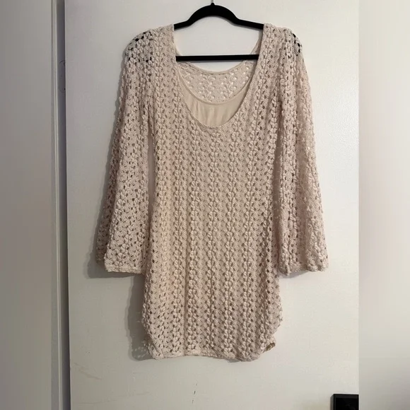 FREE PEOPLE  Ivory Gypsy Lace Bodycon Dress SIZE: SMALL - Picture 8 of 12